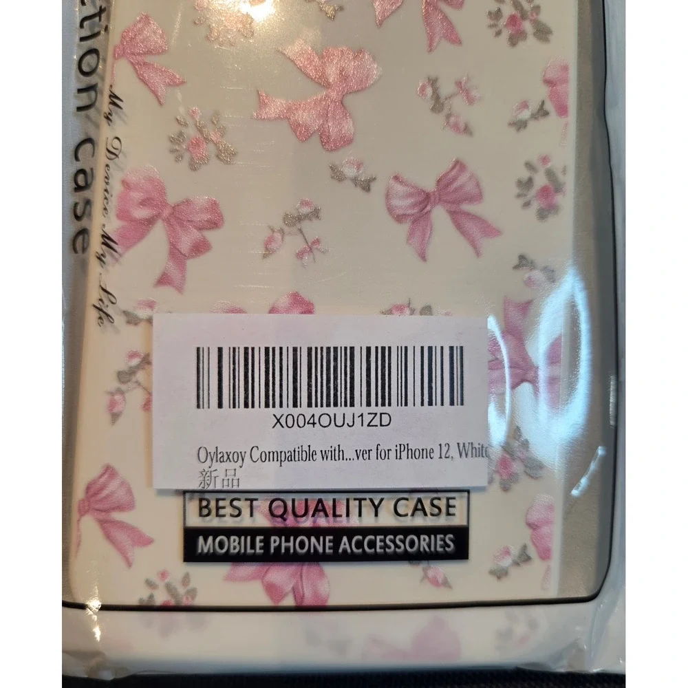 Oylaxoy iPhone 12 Case Pink Ribbon Bow Floral Coquette Cream Protective Cover